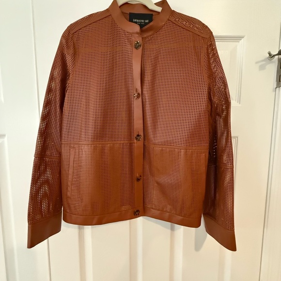 Lafayette 148 New York Jackets & Blazers - Lafayette 148 New York Brown Leather Jacket Relaxed Fit
